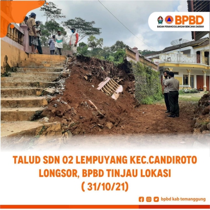 Hujan Deras,talud SDN 02 Lempuyang Candiroto Longsor