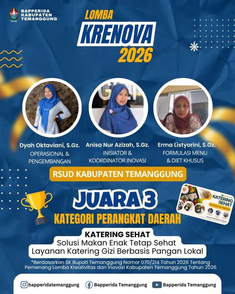 Pemenang Lomba Krenova Kabupaten Temanggung 2026 Kategori Perangkat Daerah