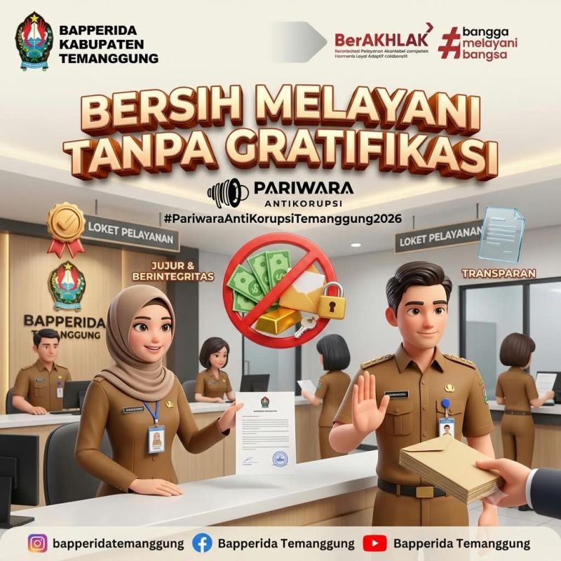 Bersih Melayani, Tanpa Gratifikasi  #PariwaraAntiKorupsi #pariwaraantikorupsitemanggung2026