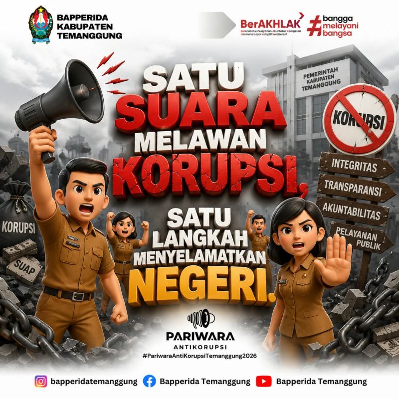 Satu Suara Melawan Korupsi, Satu Langkah Menyelamatkan Negeri #PariwaraAntiKorupsi #pariwaraantikorupsitemanggung2026