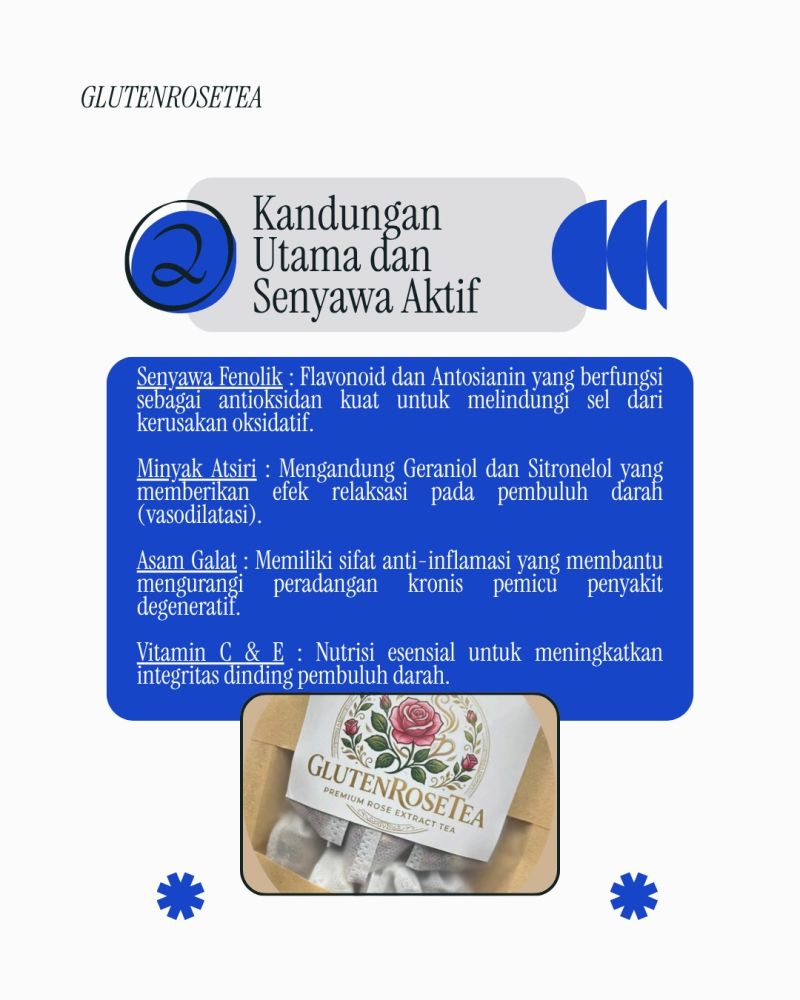 GLUTENROSETEA ! Teh celup ini praktis dan penuh manfaat untuk membantu meregulasi sistem kardiovaskular dan metabolisme glukosa dalam tubuh
