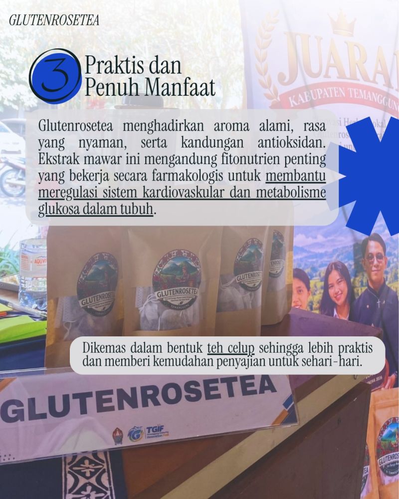 GLUTENROSETEA ! Teh celup ini praktis dan penuh manfaat untuk membantu meregulasi sistem kardiovaskular dan metabolisme glukosa dalam tubuh