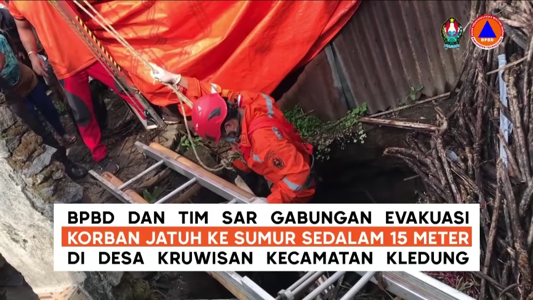 BPBD dan Tim Gabungan Evakuasi Korban Jatuh Kedalam Sumur di Kledung