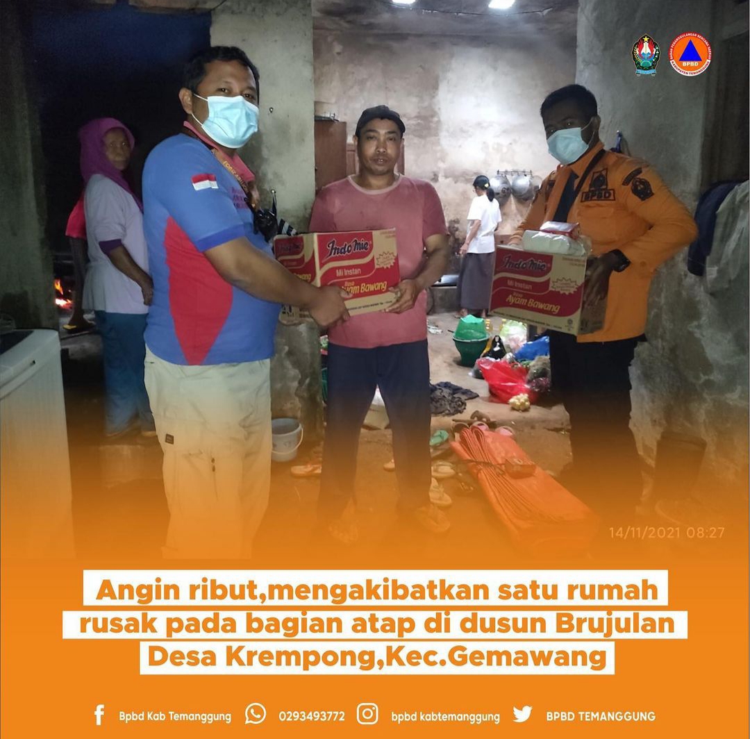 Angin Ribut Mengakibatkan Satu Rumah Rusak di Desa Krempong,Kecamatan Gemawang 