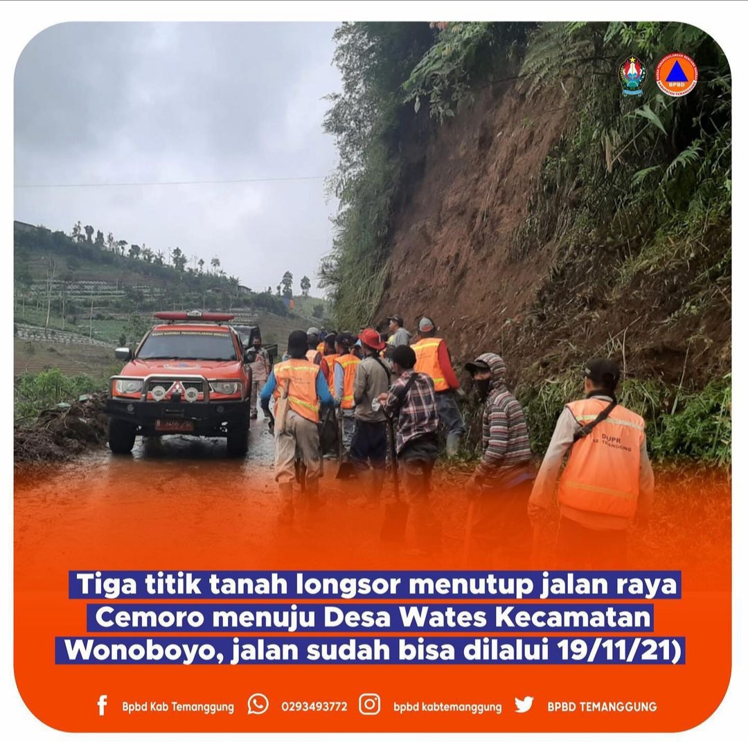 Tiga Titik Longsor Menutup Akses Jalan Menuju Cemoro Wonoboyo