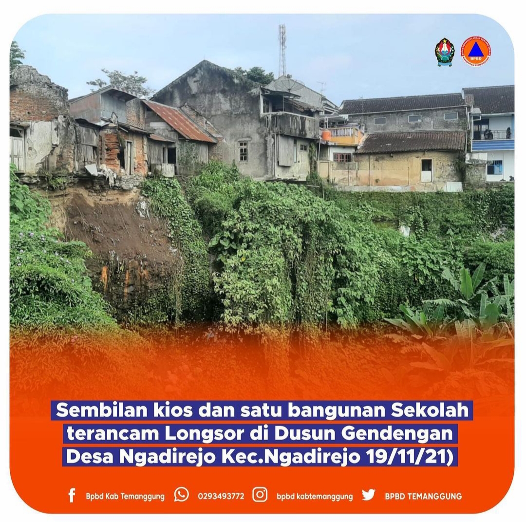 Bangunan Terancam Longsor di Dusun Gendengan Kecamatan Ngadirejo 