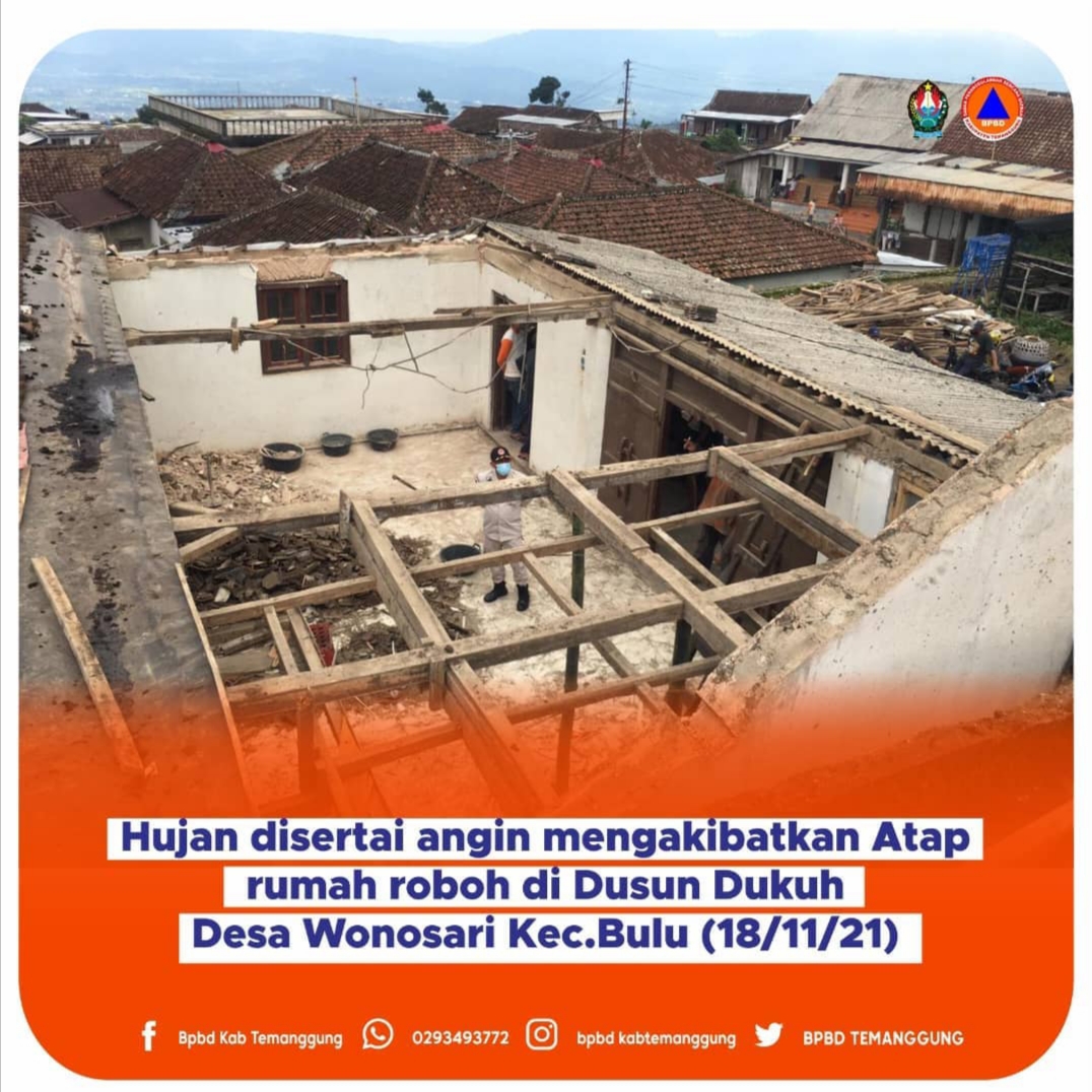 Hujan Angin Akibatkan Atap Rumah Roboh di Desa Wonosari Kecamatan Bulu