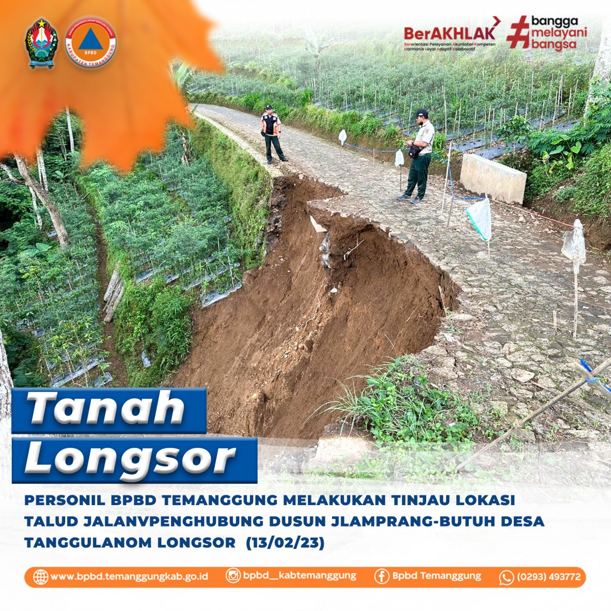 Talud Longsor di Jalan Dusun Jlamprang menuju Butuh Desa Tanggulanom