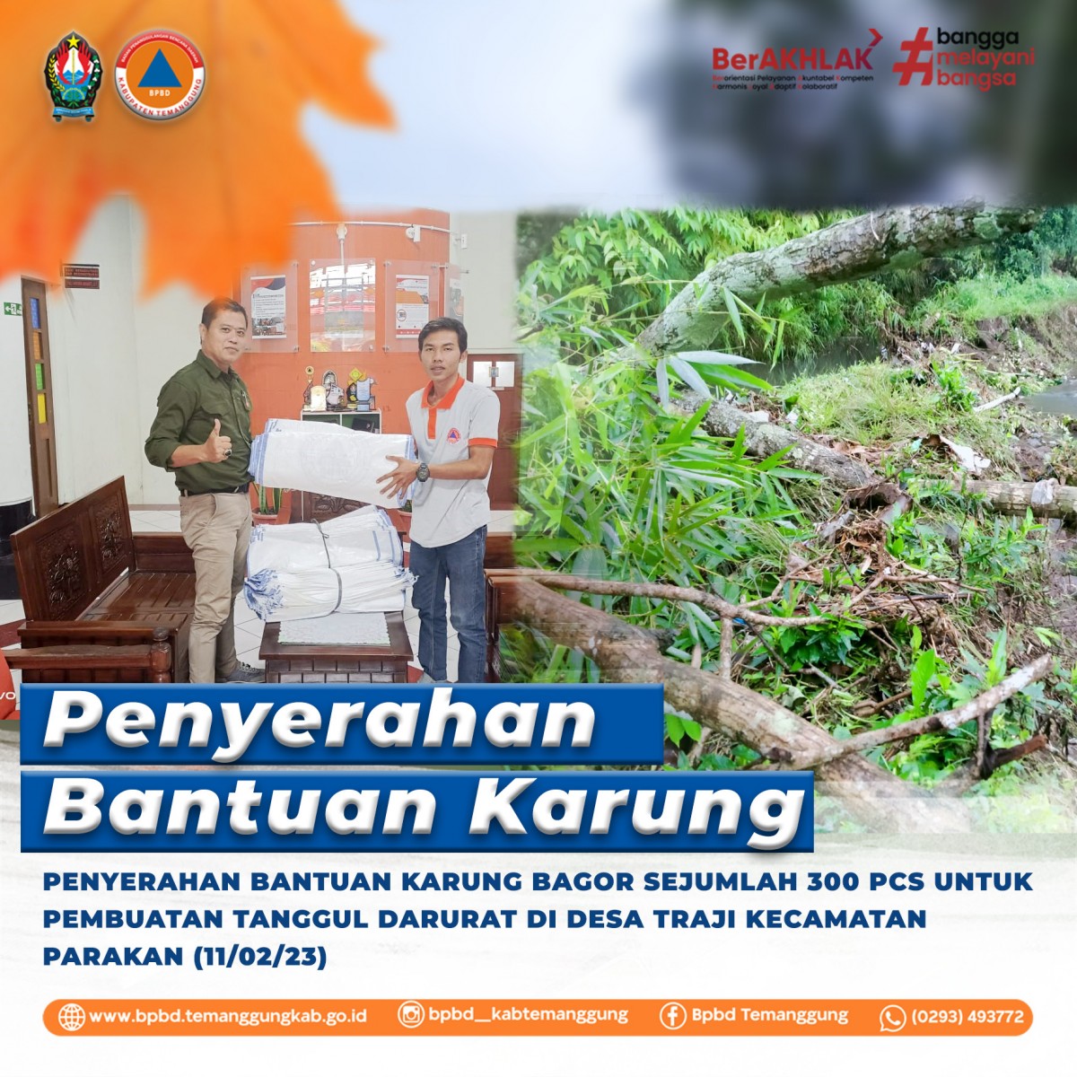 Bantuan Karung Bagor untuk Desa Traji