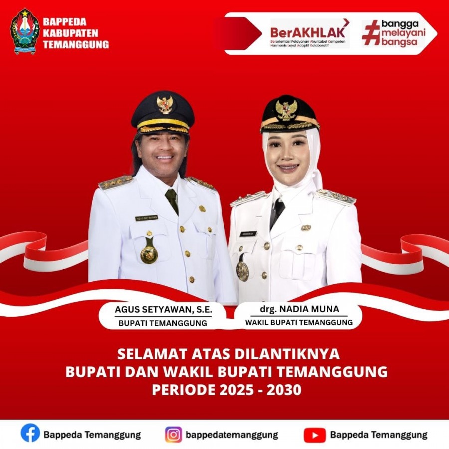 Selamat Atas Dilantiknya Bupati dan Wakil Bupati Temanggung Periode 2025 - 2030