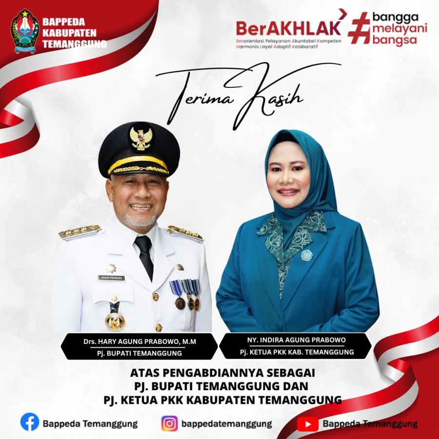 Ucapan Terima kasih kepada Pj Bupati Temanggung dan Pj Ketua PKK Kabupaten Temanggung